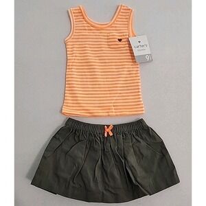 Carter's Baby Girl Outfit 9 Months Skort Set Sleeveless Striped Cute Spring NWT